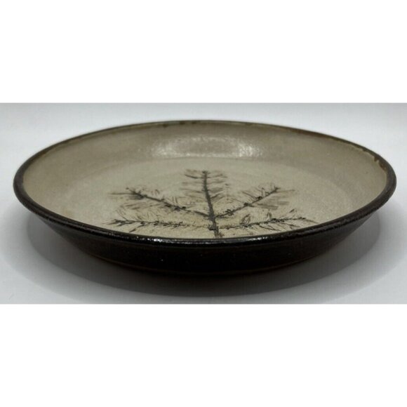 E.J. Studio Art Pottery Tray, Plate Hand Painted, Pine Tree 7.75X1'' - Picture 8 of 11